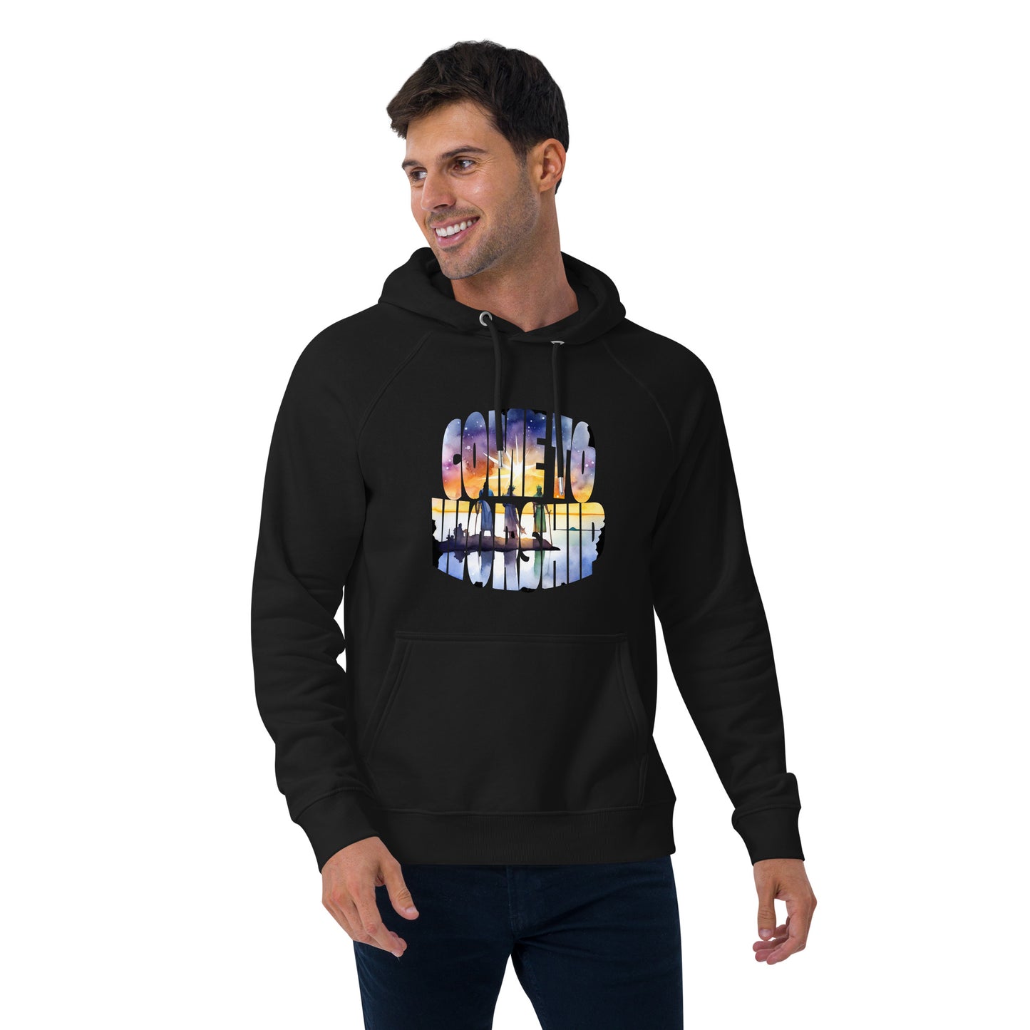 Come to Worship Inspired by Matthew 2:1-12 - Unisex eco raglan hoodie
