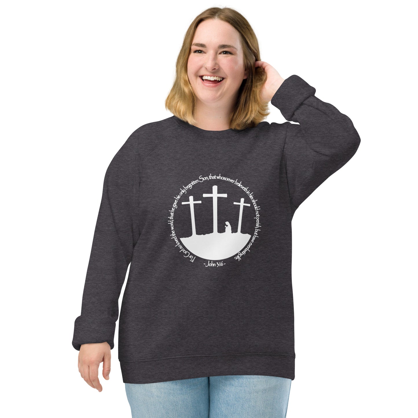 He so Loved the Word - inspired by John 3:16 - Unisex organic raglan sweatshirt