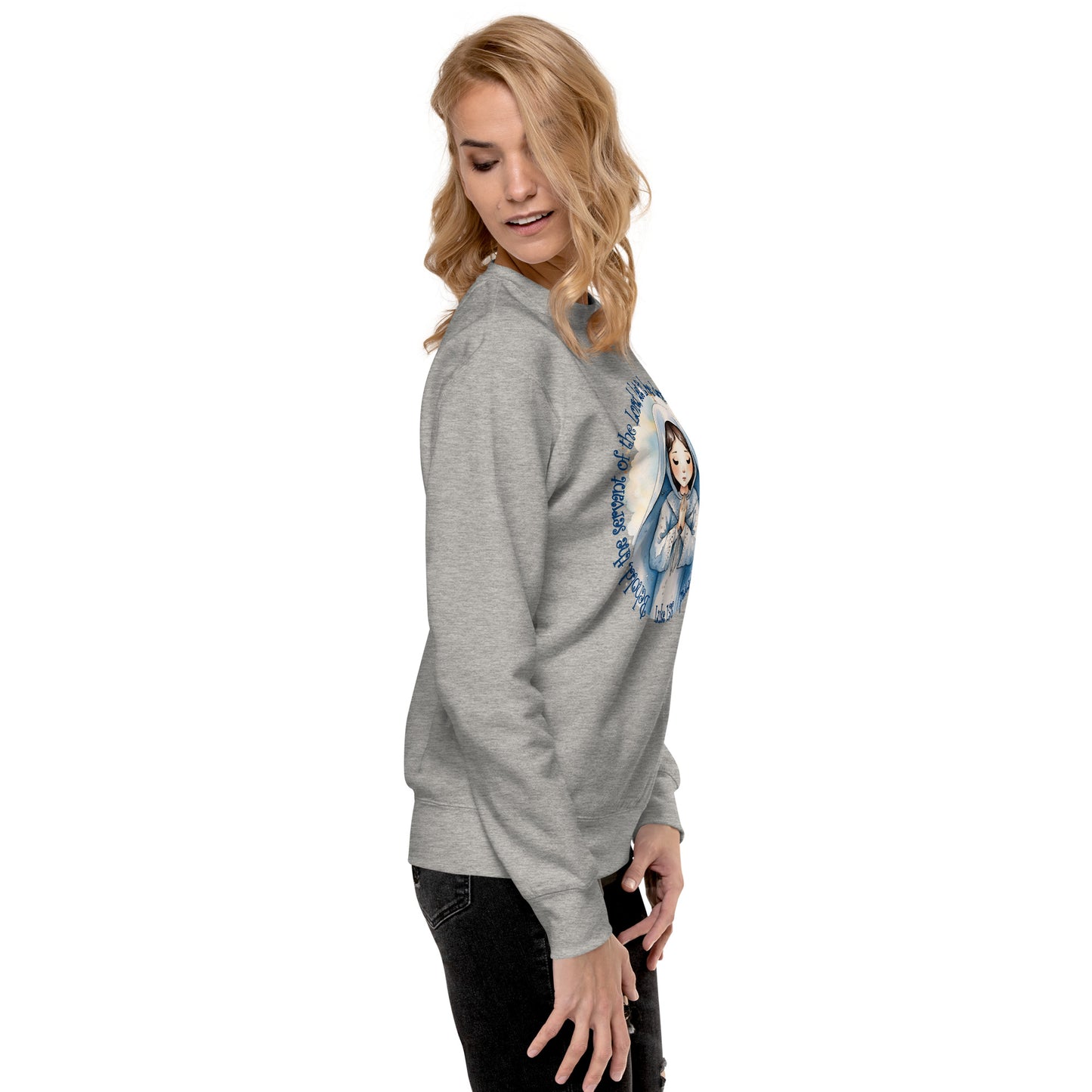 Behold Virgin Mary – Inspired by Luke 1:38 - Unisex Premium Sweatshirt