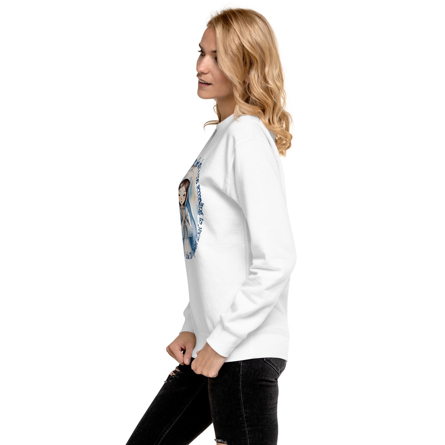 Behold Virgin Mary – Inspired by Luke 1:38 - Unisex Premium Sweatshirt