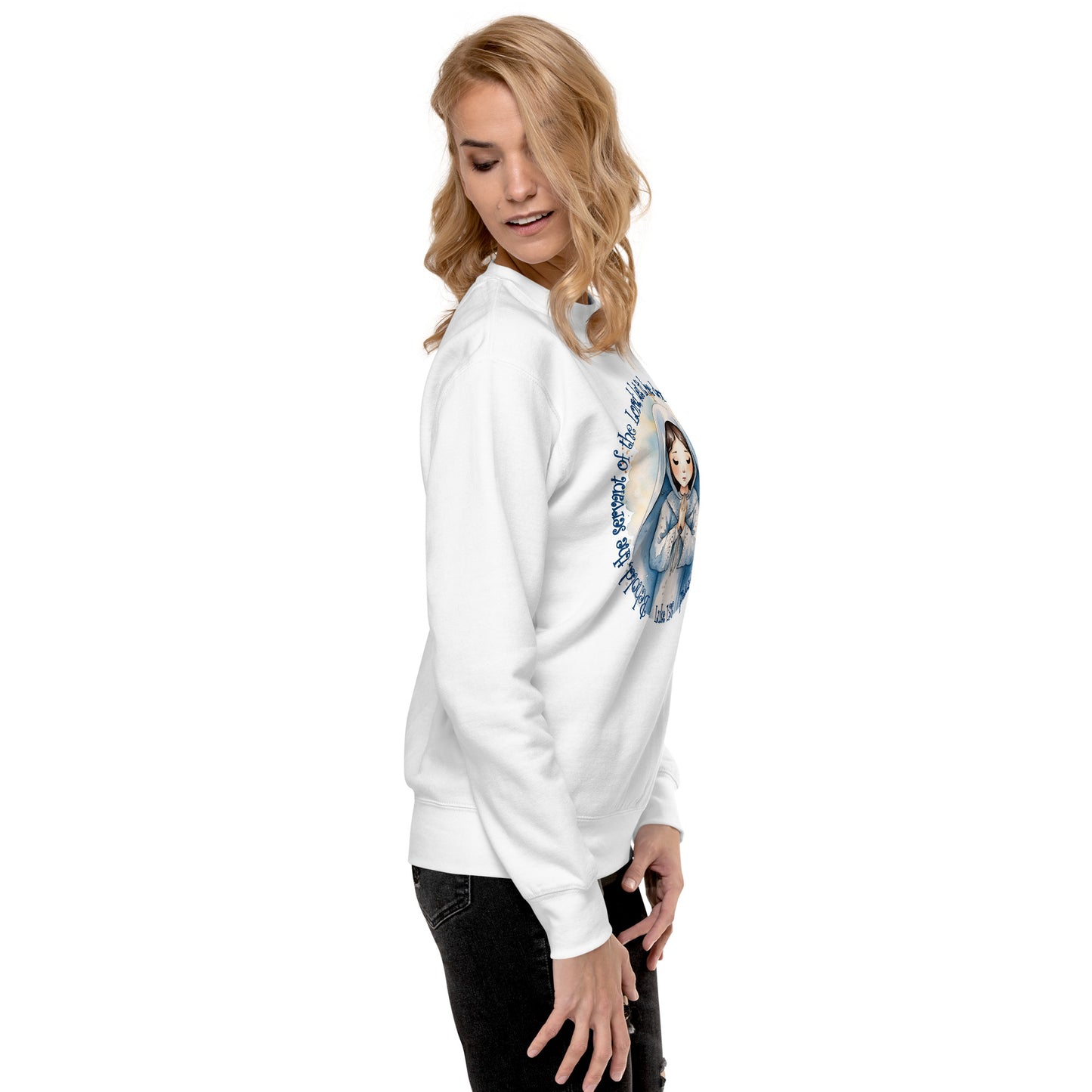 Behold Virgin Mary – Inspired by Luke 1:38 - Unisex Premium Sweatshirt