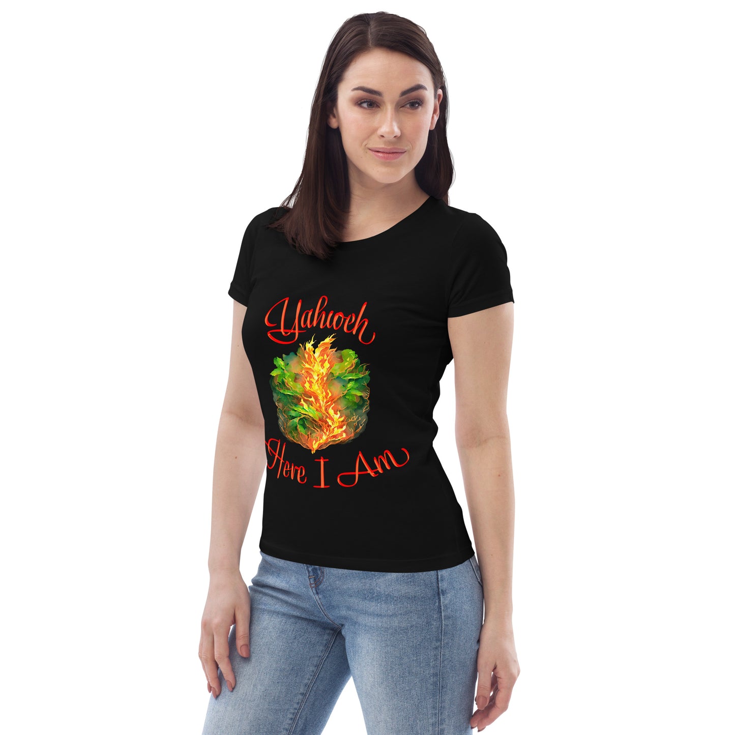 Yahweh - Here I Am - Burning Bush - Exodus 3 - Women's fitted eco tee