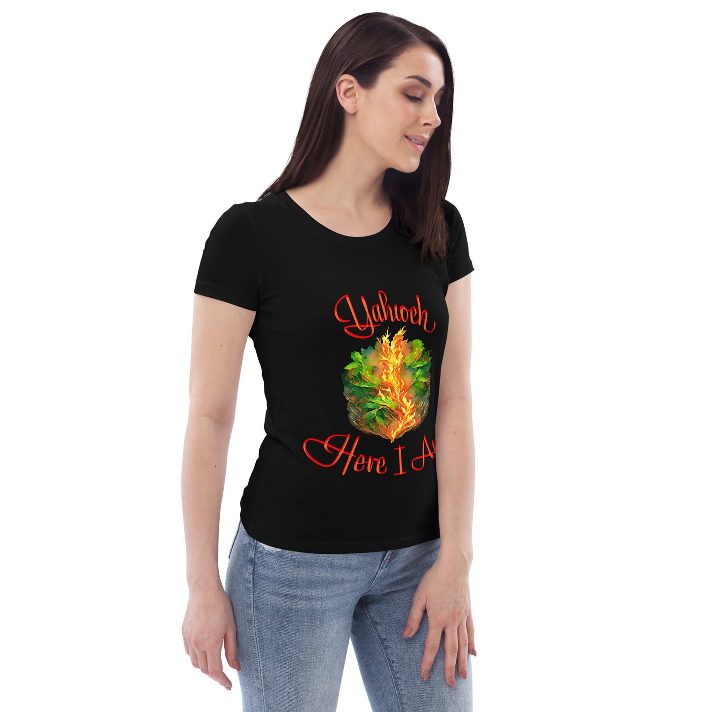 Yahweh - Here I Am - Burning Bush - Exodus 3 - Women's fitted eco tee