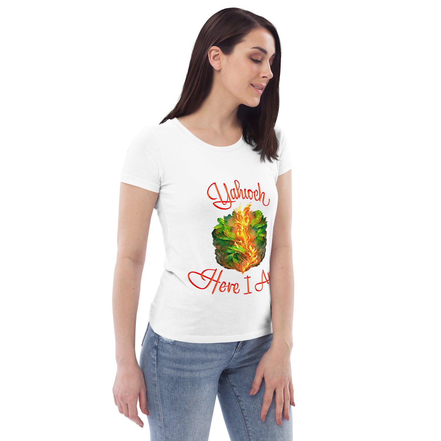Yahweh - Here I Am - Burning Bush - Exodus 3 - Women's fitted eco tee