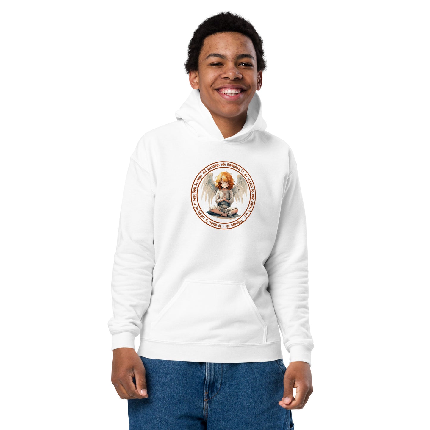 Anxious for Nothing Inspired by Philippians 4:6 - Youth heavy blend hoodie