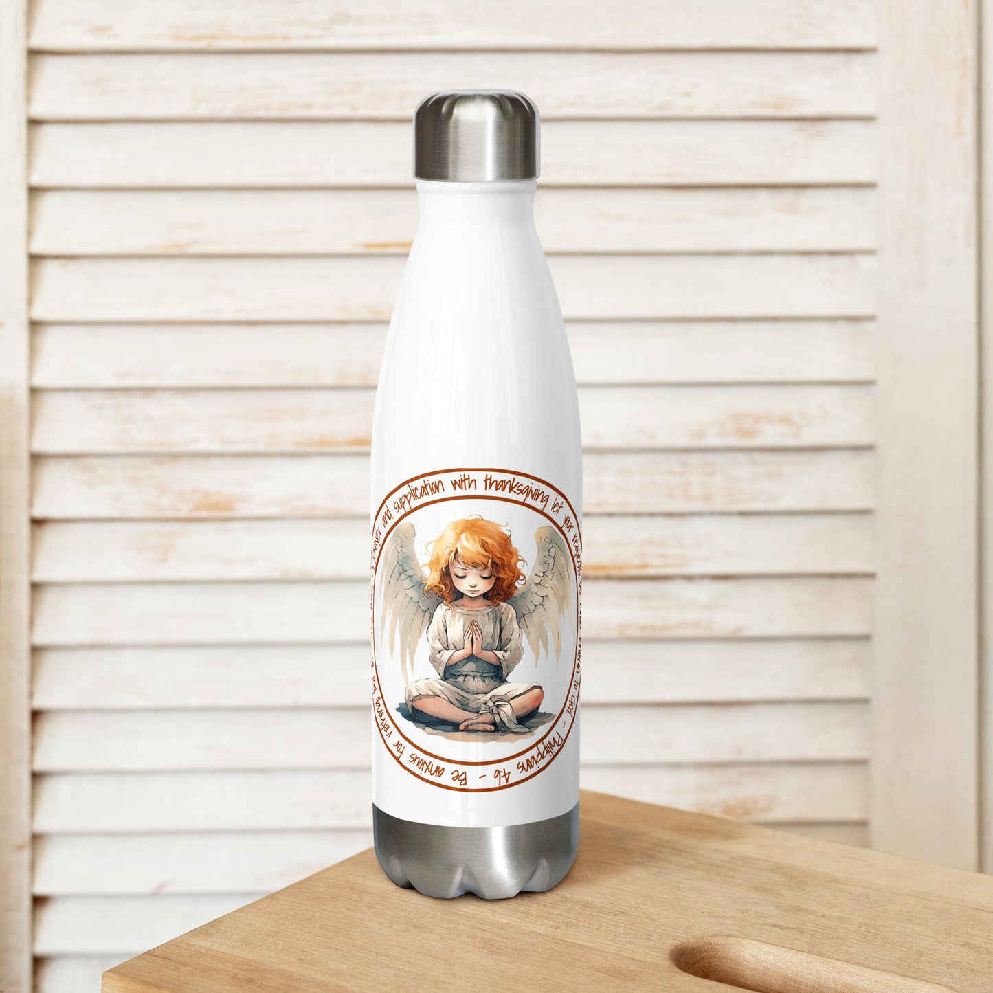 Anxious for Nothing Inspired by Philippians 4:6 - Stainless steel water bottle