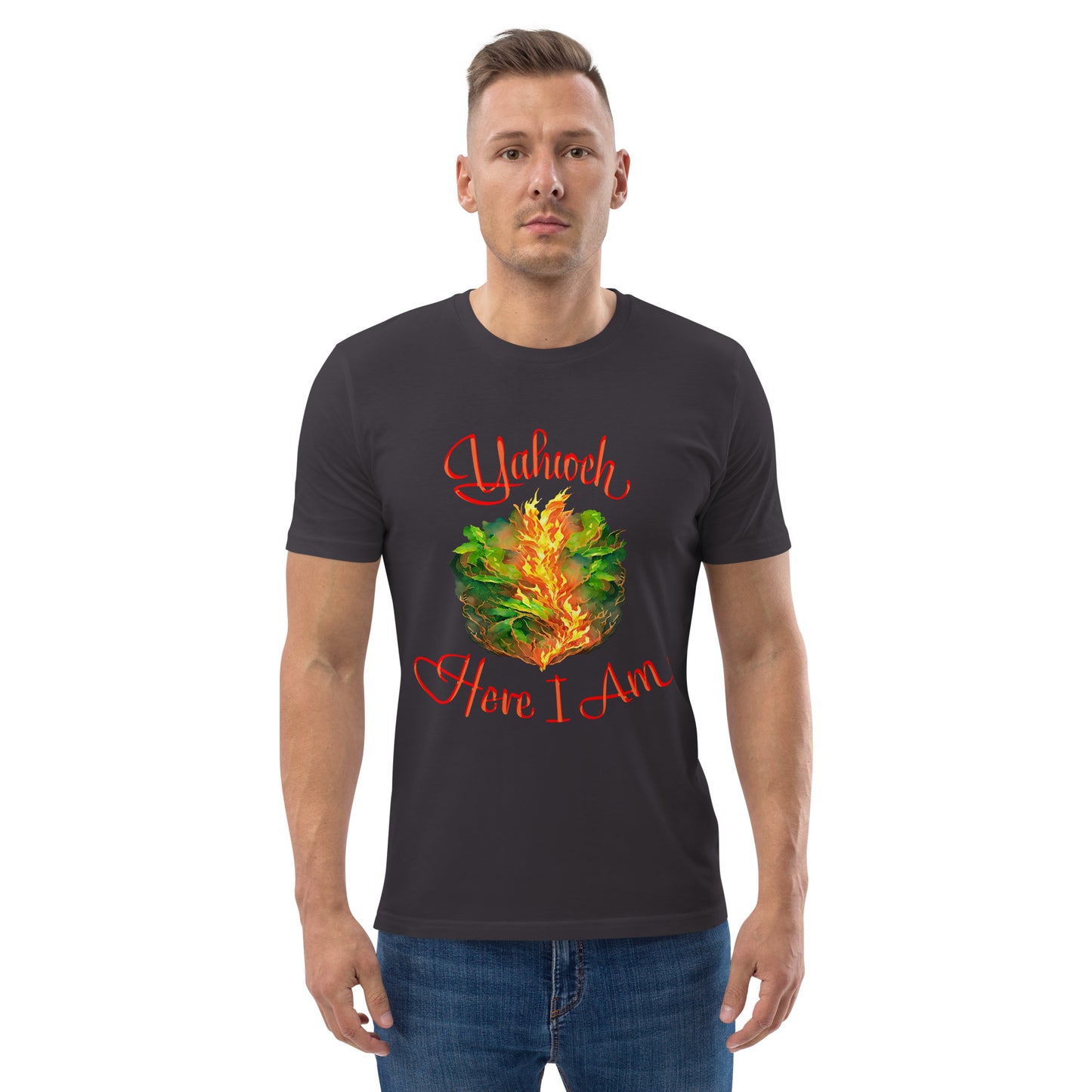 Yahweh - Here I Am - Burning Bush - Exodus 3 - Unisex organic cotton t-shirt