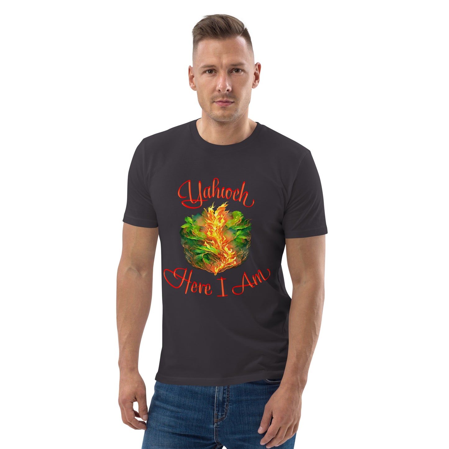 Yahweh - Here I Am - Burning Bush - Exodus 3 - Unisex organic cotton t-shirt