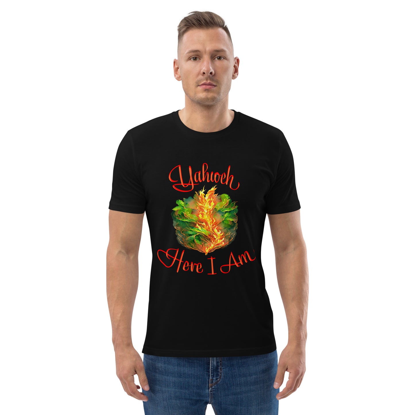 Yahweh - Here I Am - Burning Bush - Exodus 3 - Unisex organic cotton t-shirt