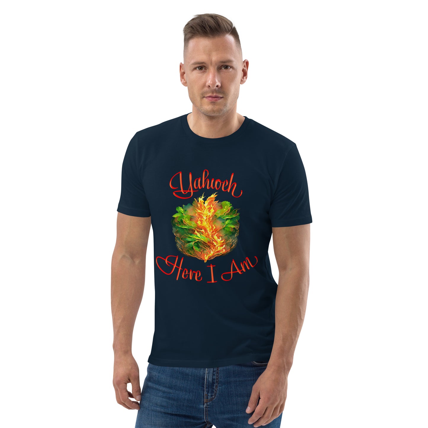 Yahweh - Here I Am - Burning Bush - Exodus 3 - Unisex organic cotton t-shirt