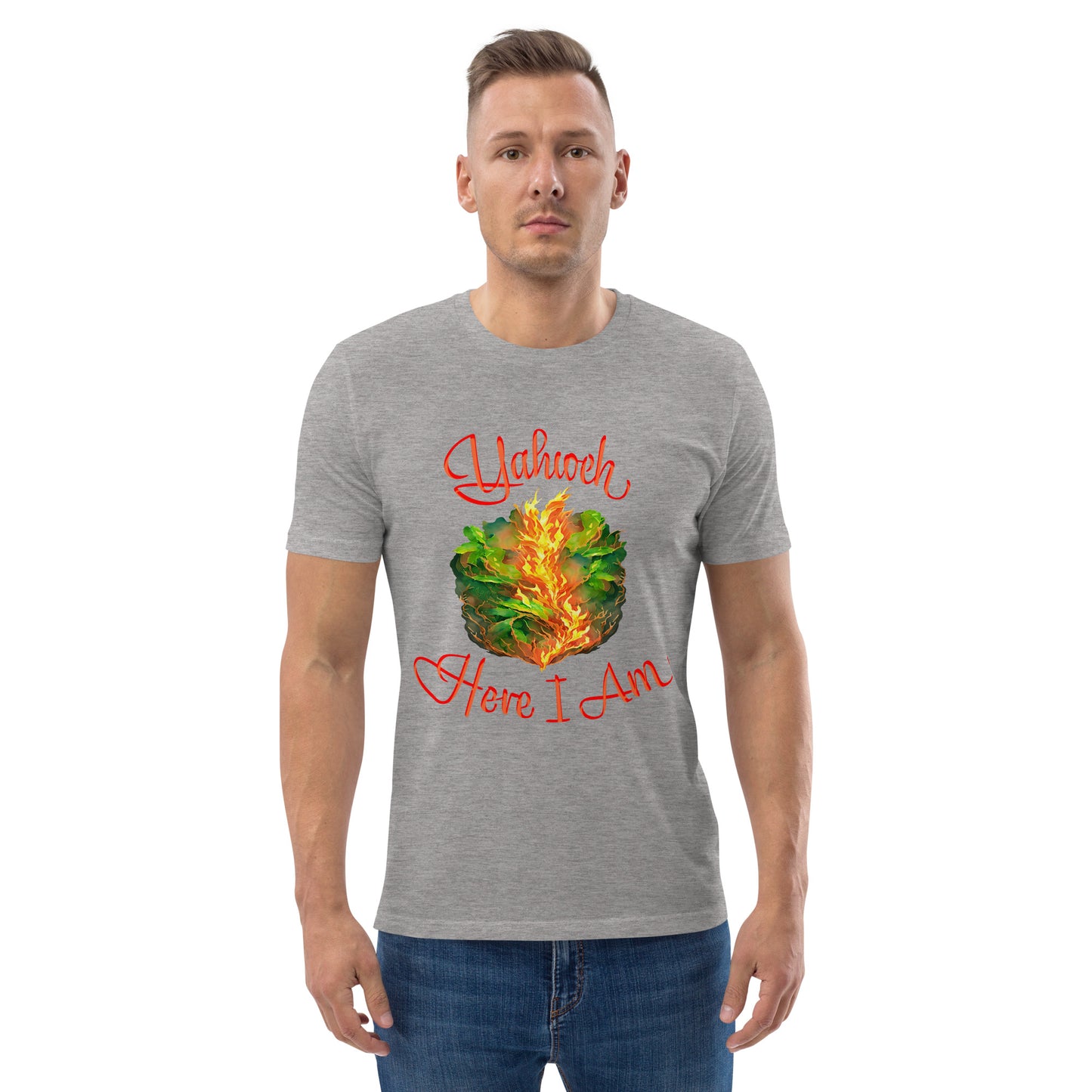 Yahweh - Here I Am - Burning Bush - Exodus 3 - Unisex organic cotton t-shirt