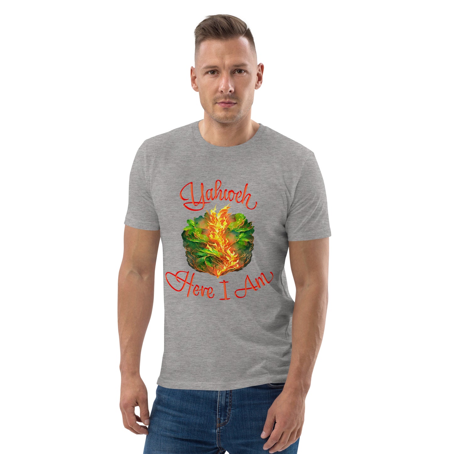 Yahweh - Here I Am - Burning Bush - Exodus 3 - Unisex organic cotton t-shirt