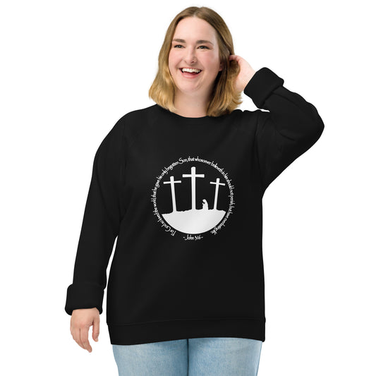 He so Loved the Word - inspired by John 3:16 - Unisex organic raglan sweatshirt