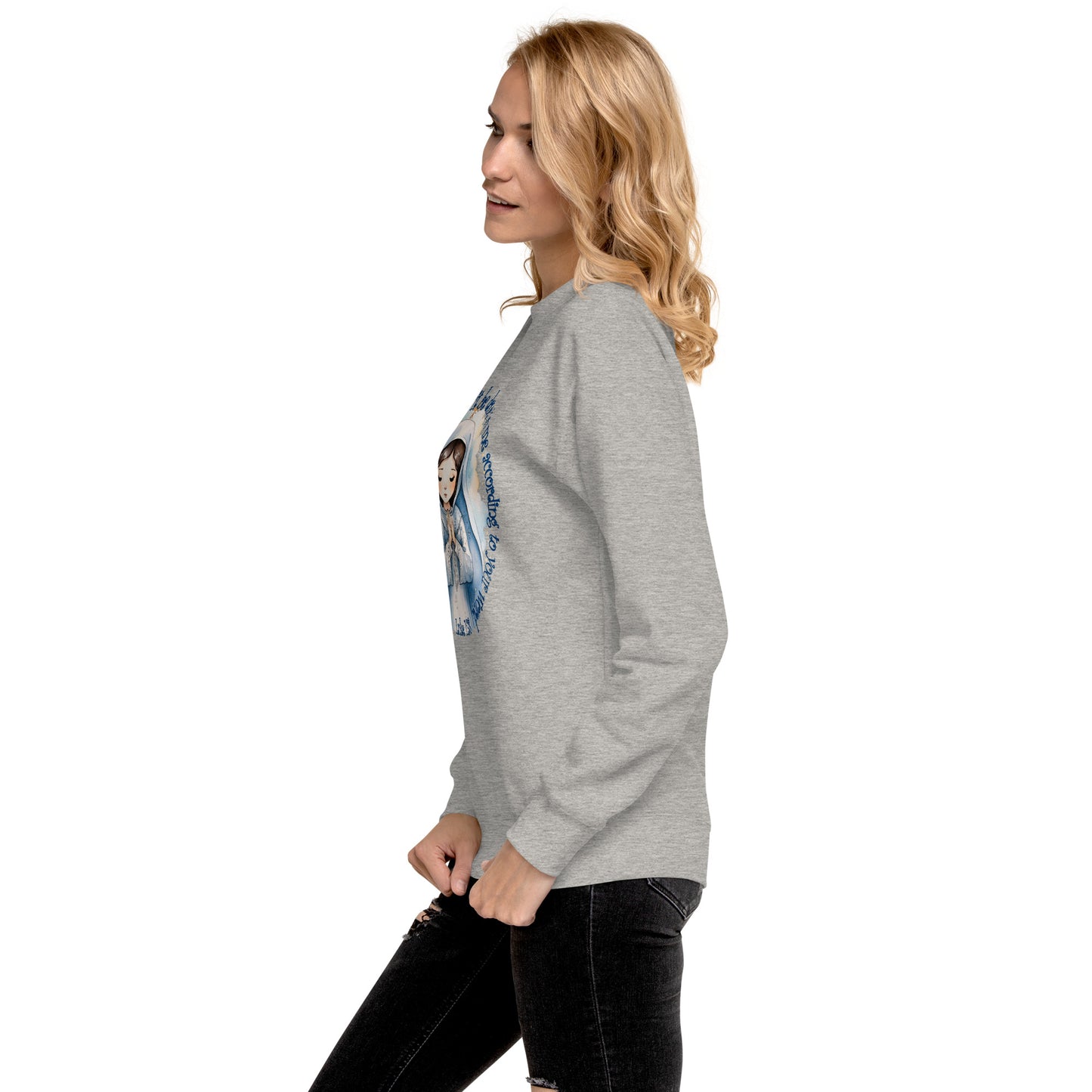 Behold Virgin Mary – Inspired by Luke 1:38 - Unisex Premium Sweatshirt